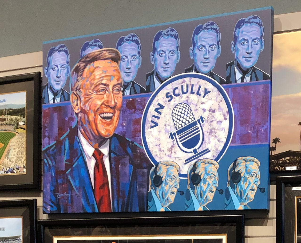 artist Harmony Deimling painted an amazing portrait of Vin Scully, called It's  time for Dodger baseball and it's for sale at Gallery1988. : r/Dodgers